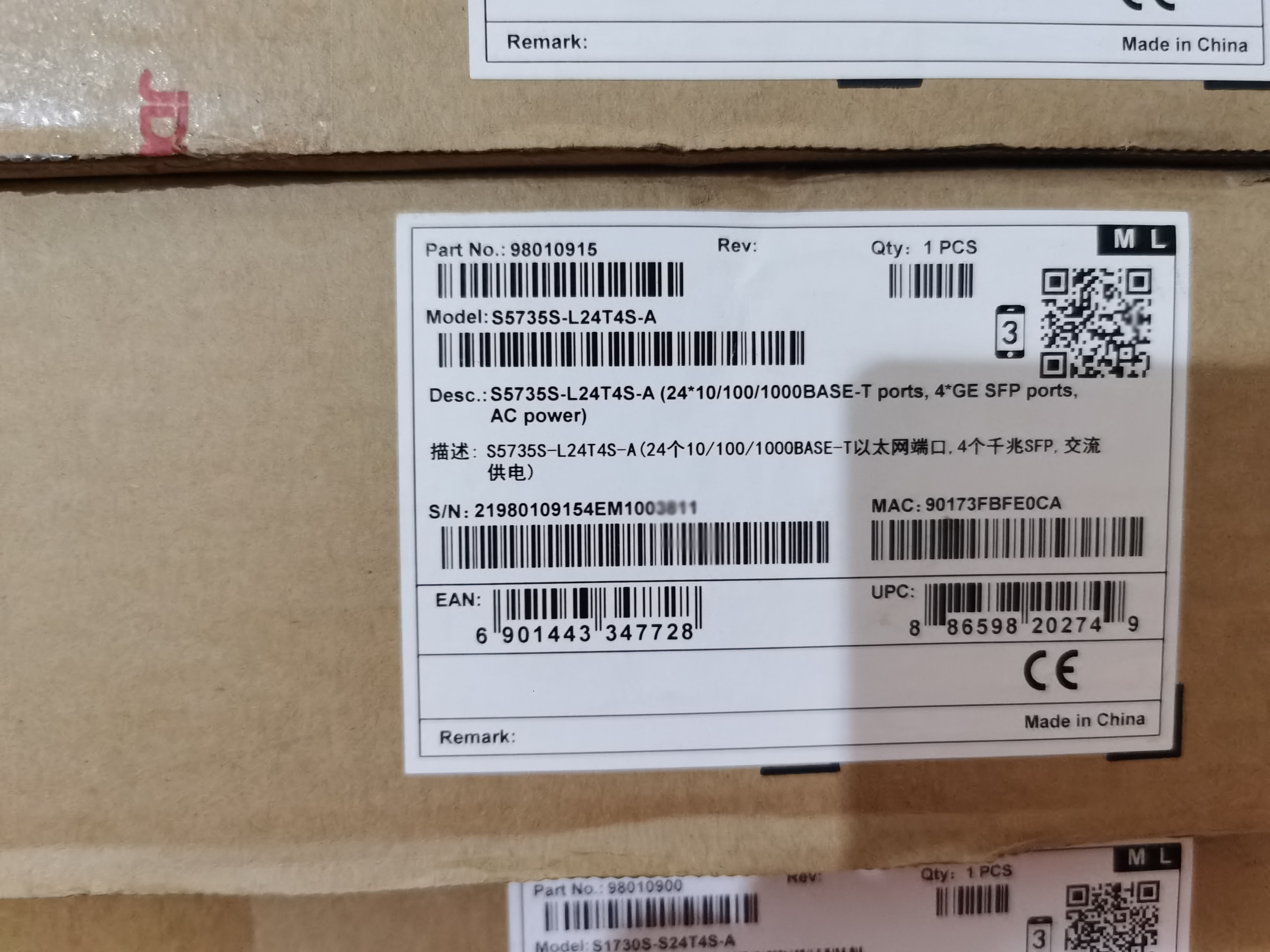 10/100/1000Mbps 24-Port Ethernet Switch S5735S-L24T4S-A for CloudEngine S5735S-L Series