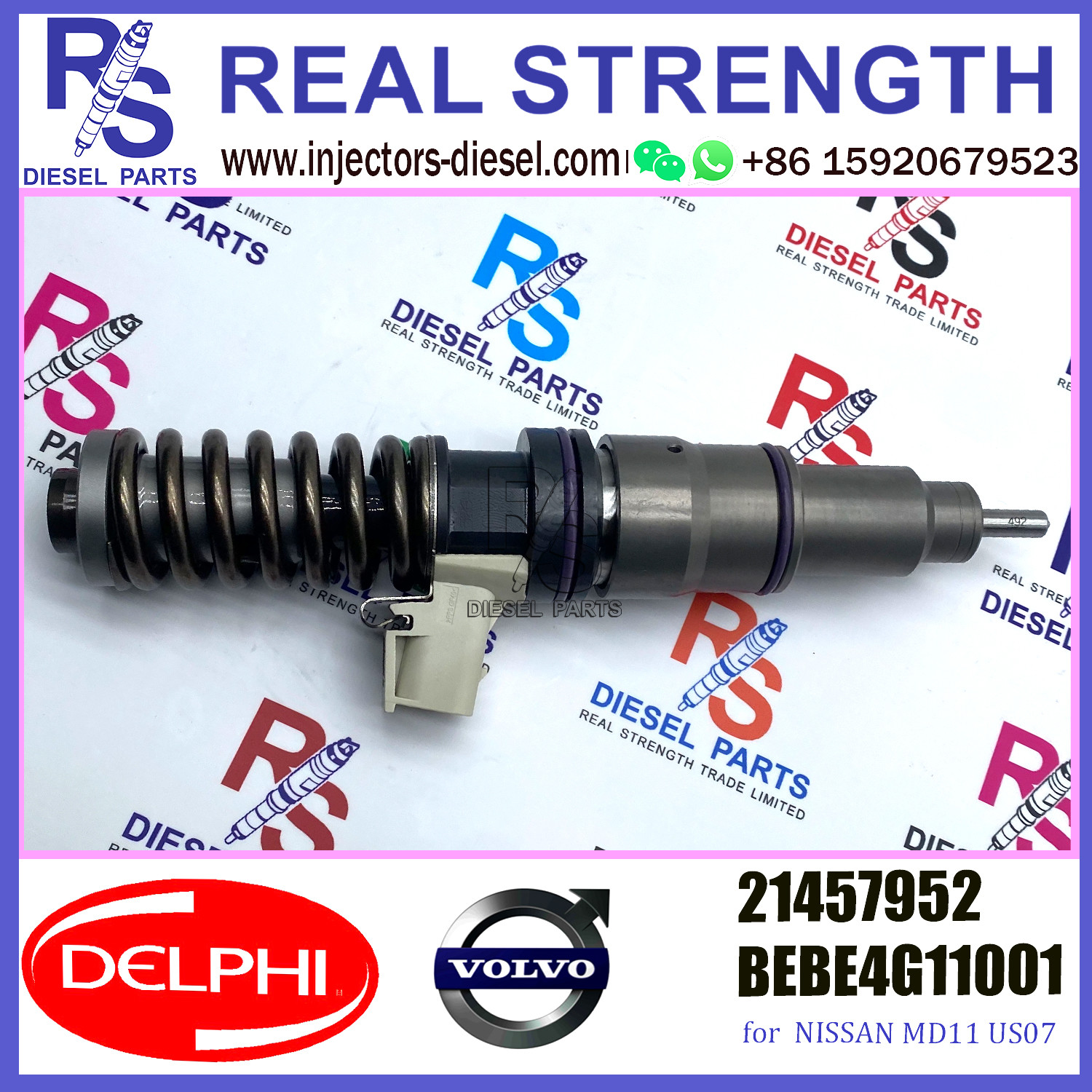 DELPHI 4pin injector 21457952 BEBE4G11001 Diesel pump Injector V-O-L-V 21457952 BEBE4G11001 E3.4 for NISSAN MD11 US07