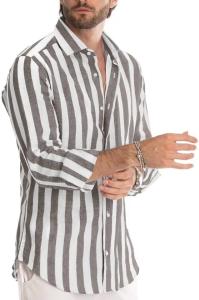 Quality High Quality Slim Striped Shirt Long Sleeve Large Size Color Plus Size Summer Cotton Linen Men′s Shirt wholesale