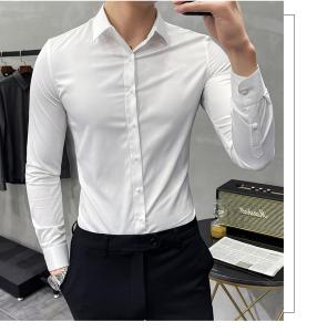 Quality 1000 Fashion Autumn Solid Color Long Sleeve Dress Men Clothes Shirts For Men Slim wholesale
