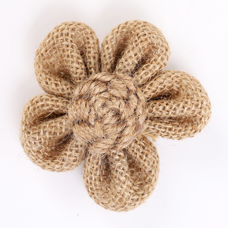 8cm Burlap Ribbon Flowers Diy Orange Black Jute Rope Flower