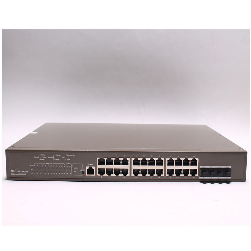 Customized TEG5328P-24-410W L3 Managed POE Switch 370W Power and 802.1Q VLAN for 24*10/100/1000 Base-T Ethernet Ports