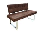 Leathaire Technical Upholstered Dining Bench , Chrome Dining Bench Glossy Leg