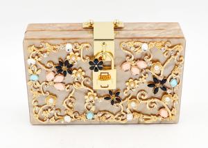 Quality Fashion customize jewel box ladies party bag bridal handbag acrylic clutch bag wholesale
