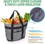 Gray Insulated Cooler Bag HD Thermal Soft Sided Insulated Cooler