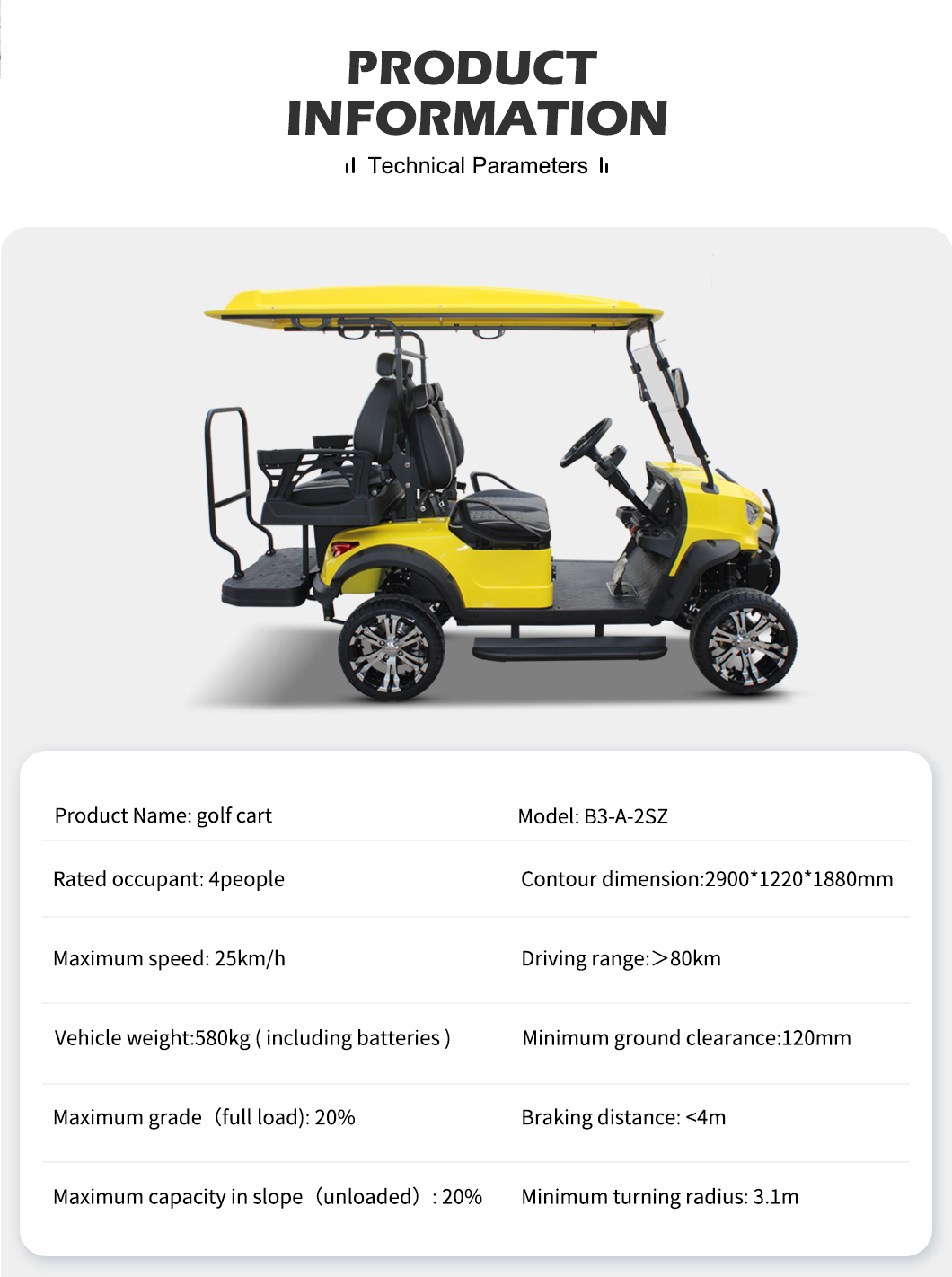 Electric Hunting Golf Cart 4 Seater with LCD Display and Rear Hub Motor at Affordable