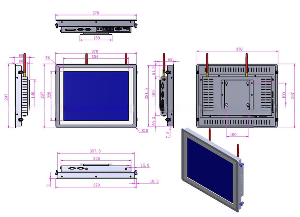 Waterproof Embedded High Brightness 15 Inch VESA Mounting PLC HMI Capacitive LCD Touch Screen Monitor Touch Display
