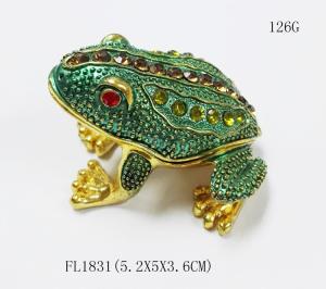 Quality New design reinstone enamel Jiraffe frog pewter jewelry box metal pewter frog pewter jewelry box wholesale