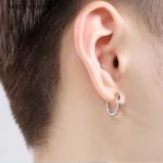 0.07oz 0.12cm Sterling Silver Jewelry Earrings 316L Mens Stainless Steel Hoop
