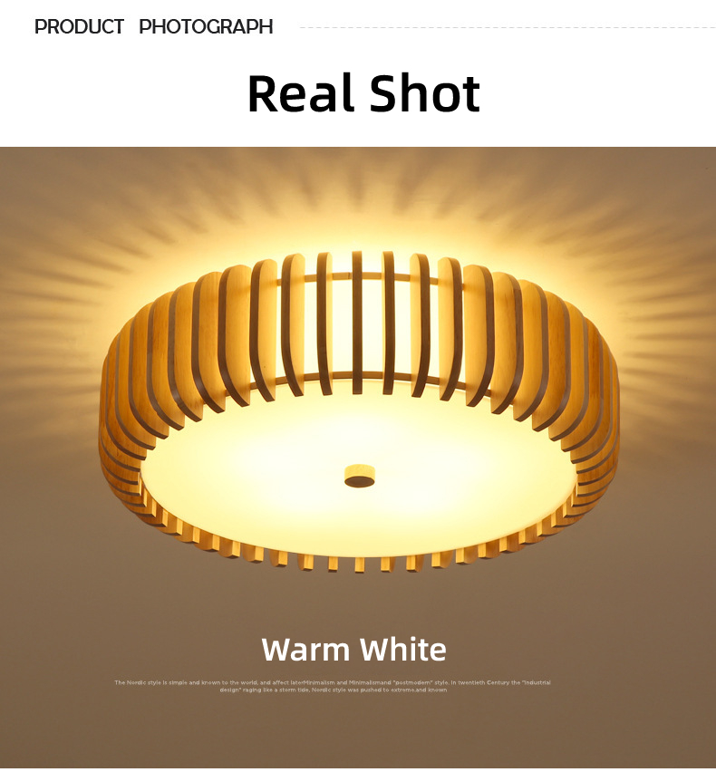 Modern Natural Wooden Ceiling Lamp for Bedroom Rubber Round Wooden ceiling lamp(WH-WA-48)