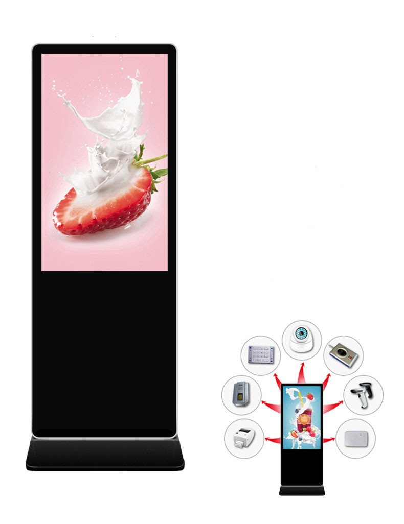 Ground standing 65 inch interactive self-service terminal kiosk touchscreen monitor (Win10/11 or Android OS) 4K UHD