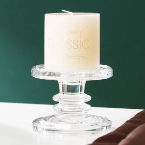 Quality Dinner Crystal Clear Glass Pillar Candle Holders Machine Pressed For Pillar Taper wholesale