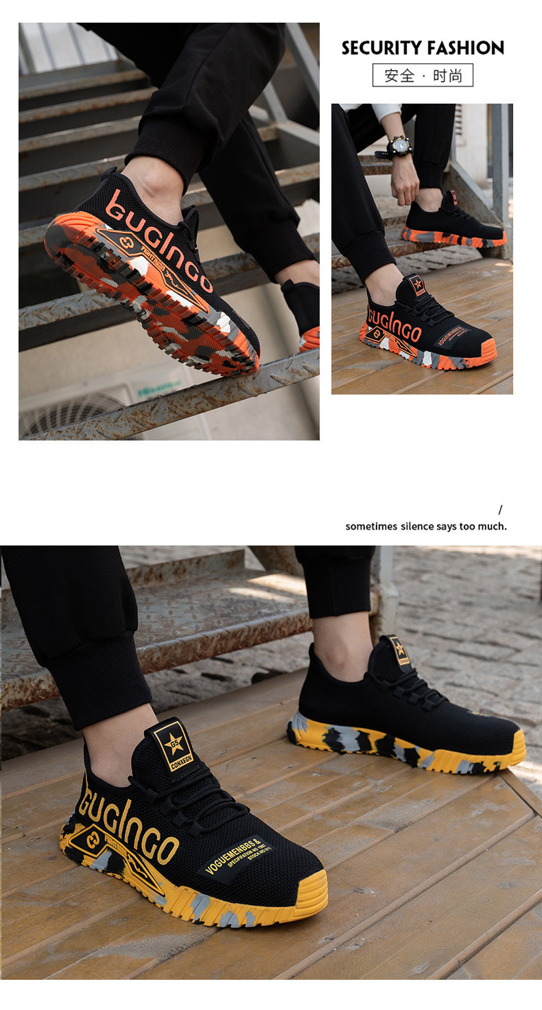 Breathable Fly Knit Safety Shoes With Kevlar Midsole Standard Steel Toe Anti Smashing Rubber Sole