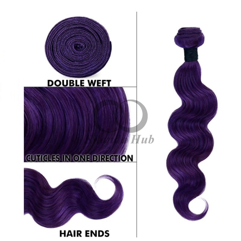 Purple Body Wave Remy Human Hair Bundles Sew In Weave Bundles Brazilian Bundle Deals