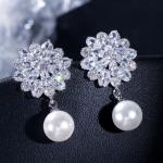 CZ earrings Brass setting zircon stud earrings hip hop bling blilng jewelry