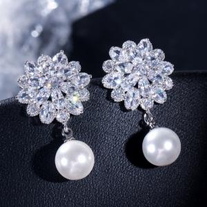 Quality CZ earrings Brass setting zircon stud earrings hip hop bling blilng jewelry earrings necklace jewelry set wholesale