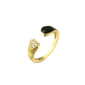 Quality 18K Gold Plated Diamond Ring Women Open Enamel Ring OEM ODM wholesale