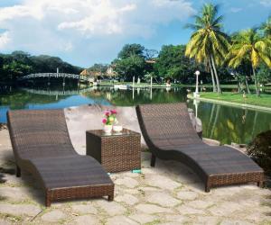 Quality Leisure Aluminium PE Rattan Chaise Lounge chairs Outdoor Garden patio beach chair wholesale