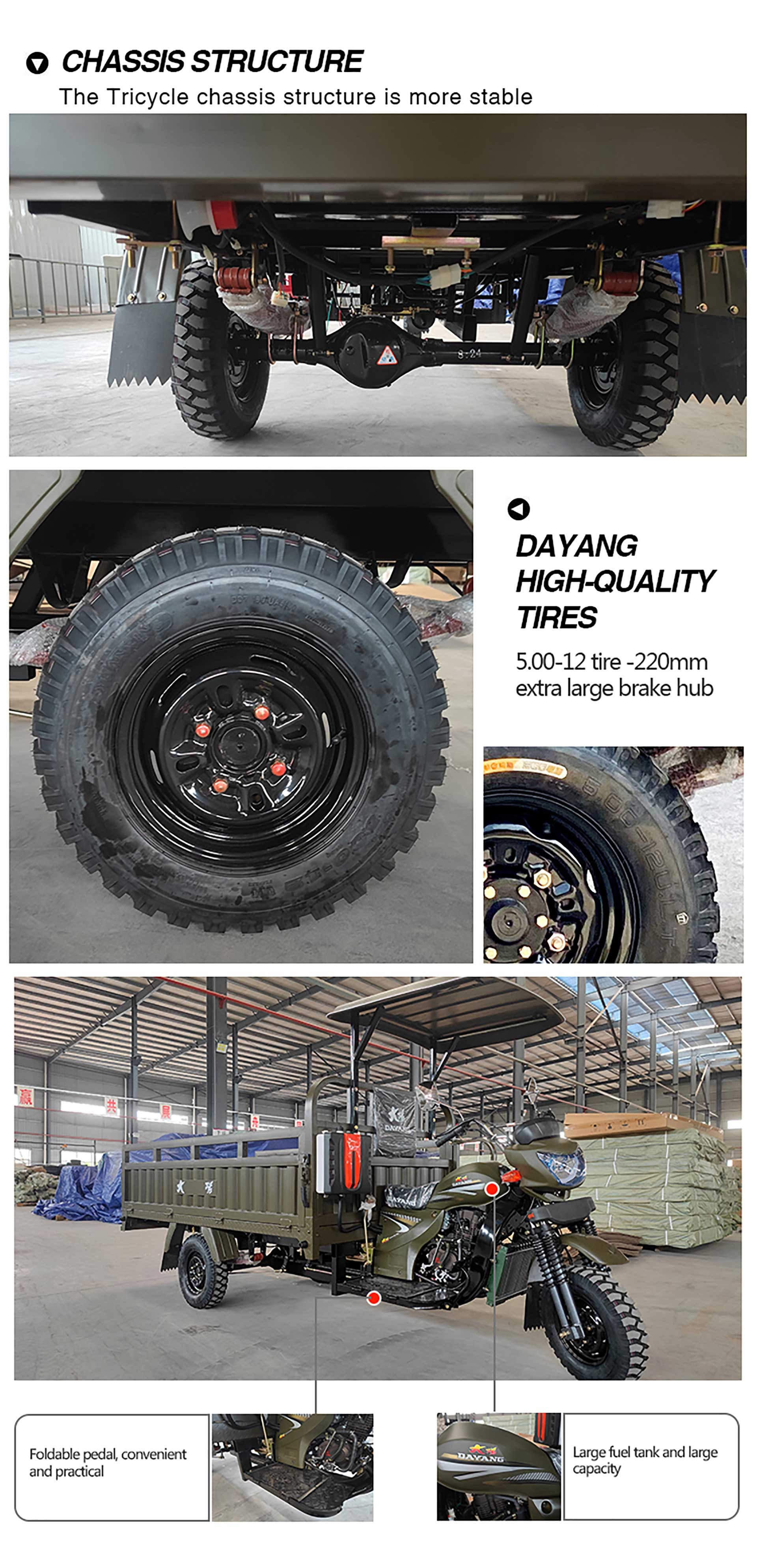 Customized 200cc/250cc/300cc Water Cooling Farming Truck Tricycle for Cargo Transportation