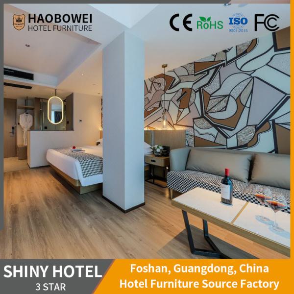 Hotel Furniture Bedroom Sets with Ash Wood Frame and Solvent-Free Anti-Fouling