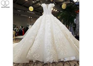 Quality Luxury Bridal Ball Gowns Off Shoulder Sweetheart Lace Long Tail Crystal Beading wholesale
