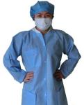 Nonwoven disposable SMS visitor gown,blue visitor gown with Knit collar or turn