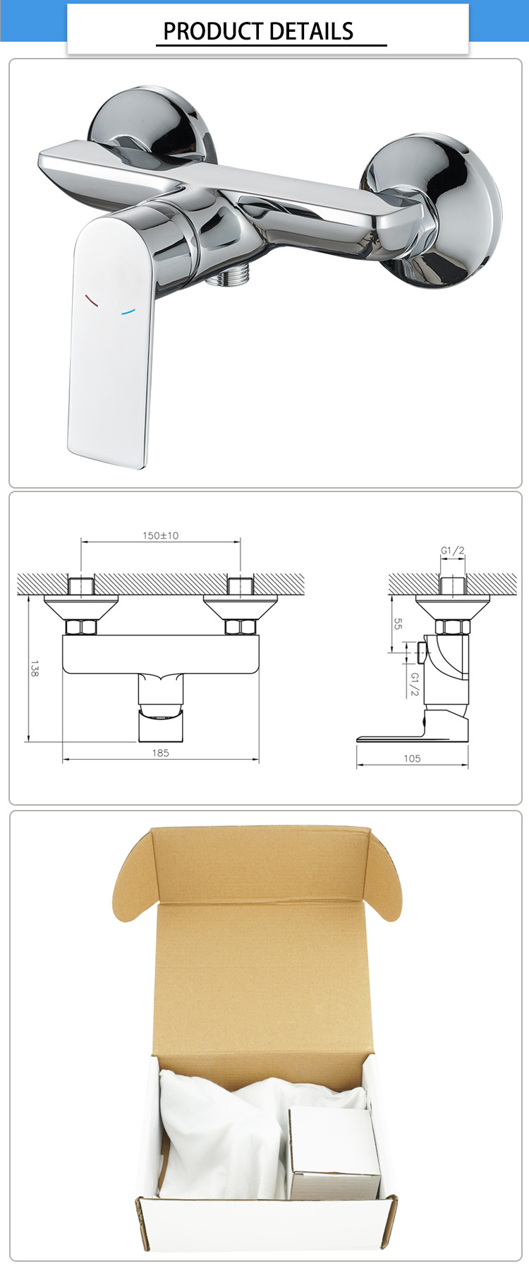 OEM ODM Service 185mm Bath Shower Mixer Faucet