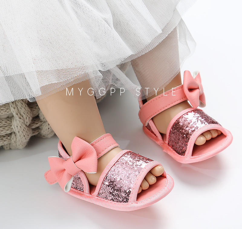 New designed PU Leather Gold Bowknot 0-18 months infant baby sandals
