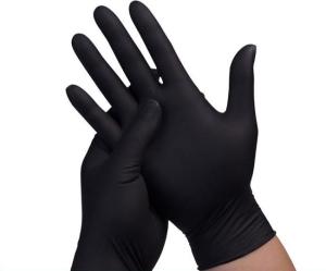 Quality Disposable Black Nitrile Food Service Gloves Industrial Use 9 Inches wholesale