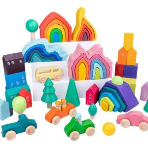 Quality Coral Earth Wooden Blocks Toys Wood Rock Set Balancing Blocks Natural Wood Toy wholesale