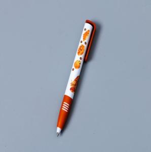 Quality heat transfer printing logo ball point pen grip plastic pen wholesale