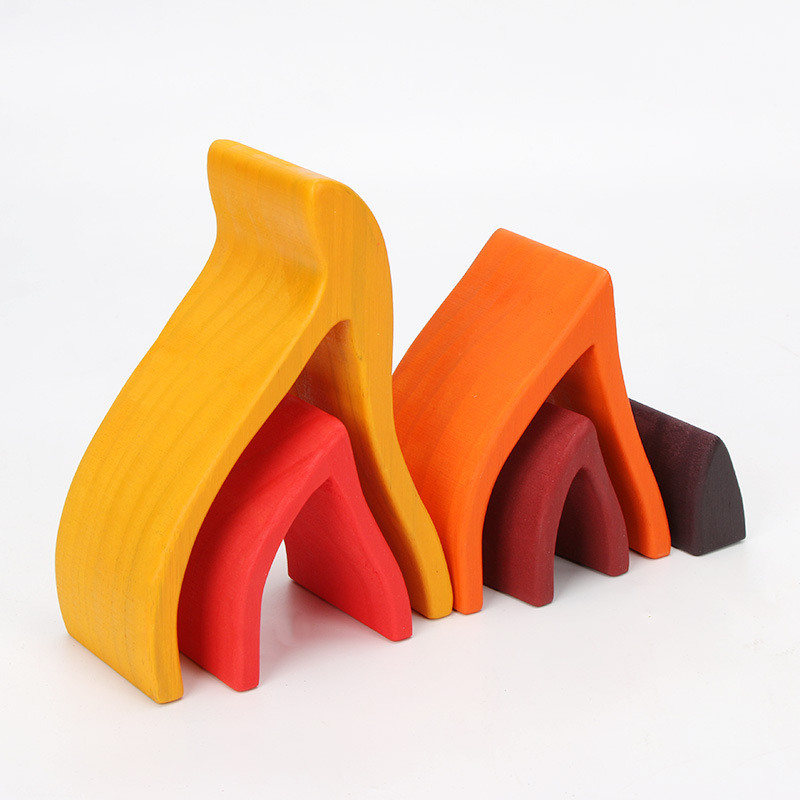 Brown 18cm Rainbow Wooden Building Blocks Toy Creative Educational
