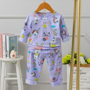 Quality Violet Age 2 Kids Pyjama Set Long Clothes And Trousers Skin Friendly 90cm Height wholesale