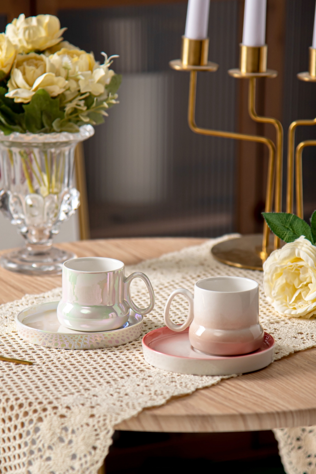 Coffee Cups Of 6 Luxury Pink Espresso Cups And Plate Design Ceramic Mugs Water Coffee Milk Cup Mug Ceramic Coffee Mugs for Wholesale