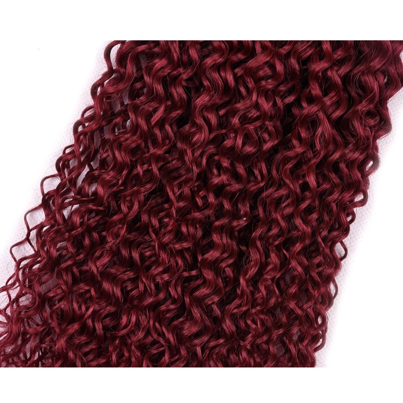 Burgundy Kinky Curly Remy Human Hair Bundles Sew In Weave Bundles Brazilian Bundle Deals