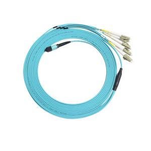Quality 1-30 Meter MTP / MPO To LC Fiber Cable 3.0mm Fan Out Fiber Optic Cable wholesale