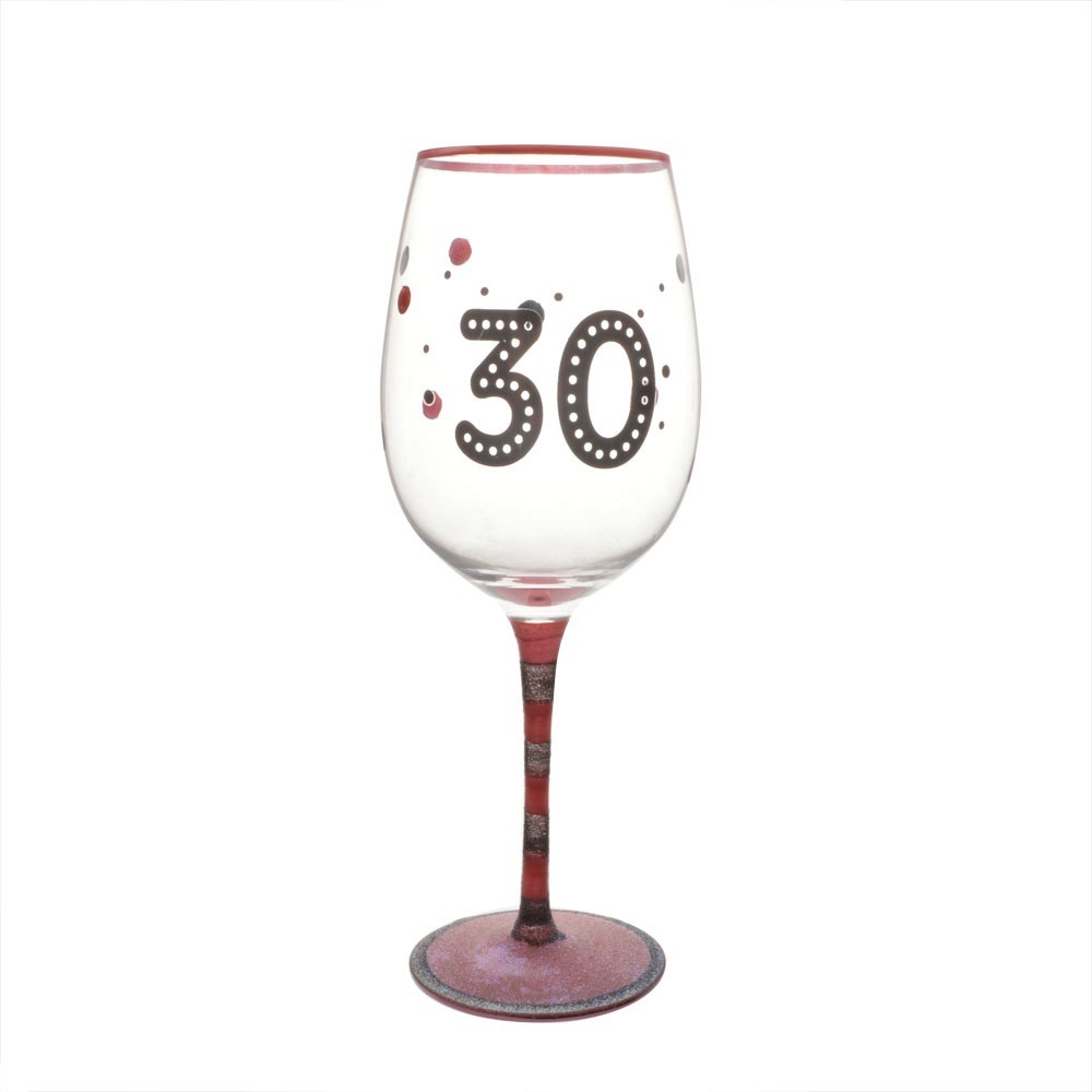 High Quality Personalized Glitter Tem Birthday Gift Red Wine Glass