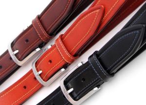 Quality Zinc Alloy Buckle Mens Leather Dress Belt Contrast Color Stitching Width 3.5cm wholesale