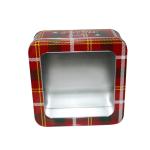 Christmas Empty Gift Tins Holiday Metal Tin Box with Window Square Cookie Tins