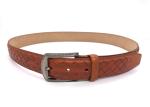 3.8CM Handmade Braided Weave Mens Casual Leather Belt With Alloy Pin Buckle