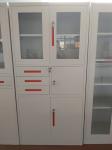 Glass/steel door swing open steel cupboard cabinet Knocked down structure/white