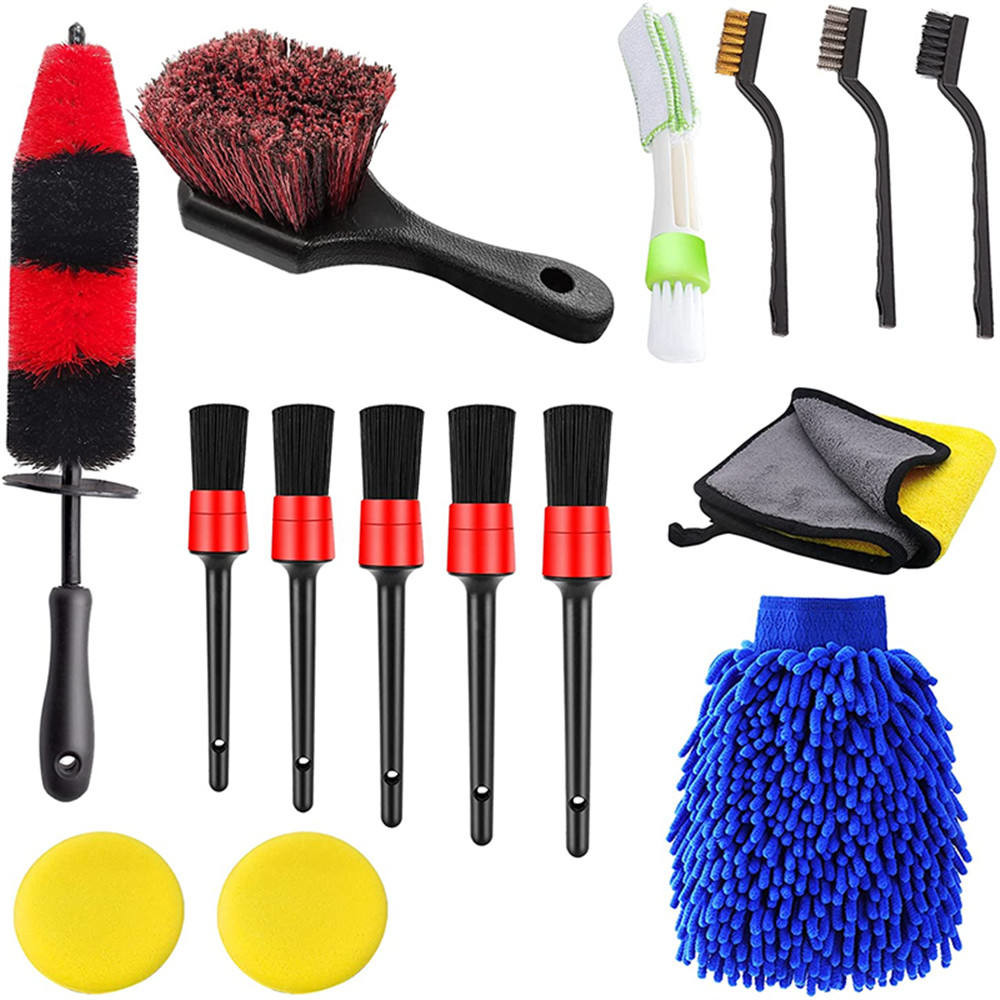 Factory Direct Supply 15Pcs Detailing Car Wheel/Tire Brush Set Kit for Auto Motorcycle Cleaning washing tools