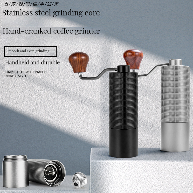 Wooden Coffee Bean Mill Grinding Ferris Wheel Retro Hand Crank Coffee Maker Machine Kitchen Tools Black