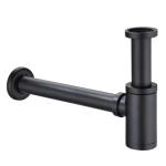 Bottle Trap Wash Basin Accessories Round Siphon , Matt Black P Trap Sink Drain