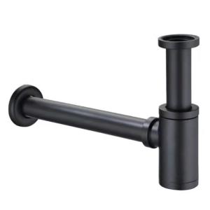 Quality Bottle Trap Wash Basin Accessories Round Siphon , Matt Black P Trap Sink Drain wholesale