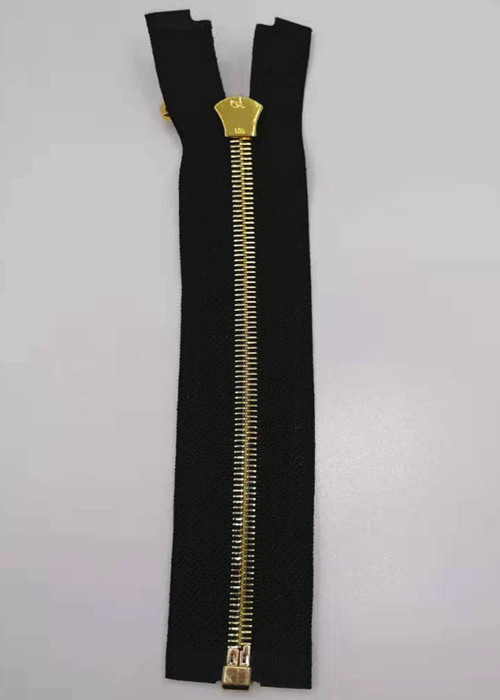 Open End Brass Metal Teeth Zipper With Shiny Gold Color For Home Textile