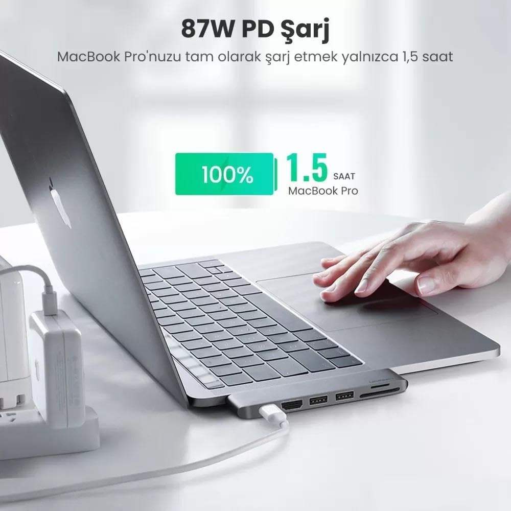 USB C Hub Adapter for MacBook with 4K-HDMI Thunderbolt 3 100W Power Delivery SD TF Card Reader and 2 USB 3.0 Ports