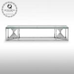 Gold Silver OEM Stainless Steel TV Stand With 12mm Tempered Glass