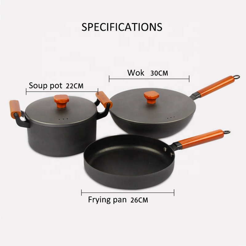 Amazon 3 piece Cooking Set Kitchen Frying Pan Cookware Pot And Pans Aluminum Nonstick Cooking Cookware Set