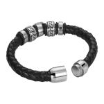 Custom stainless steel jewelry fashion mens leather bracelet/charm bracelet
